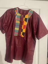 African Ethnic Style Embroidered Collar Silky Men  s Shirt