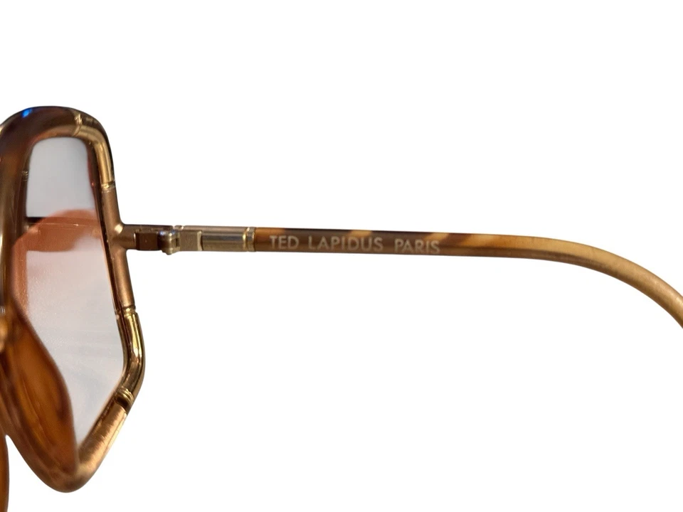 Vintage Ted Lapidus Oversized Sunglasses Tortoiseshell with Gold-Toned Trim - Image 3 of 4