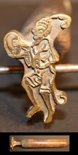 RARE grand Fer à Dorer SINGE JOUEUR DE TAMBOURIN Bronze relieur reliure #108