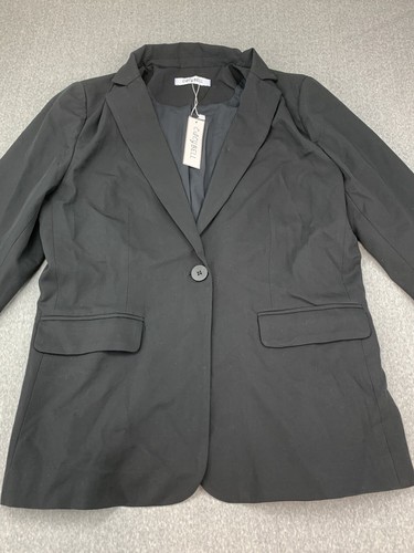 Cicy Bell Casual Blazer Womens Size XL Black Career Jacket Pocket Button Classic
