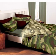 CAMOUFLAGE ARMY DOUBLE DUVET COVER  PILLOWCASES REVERSIBLE MILITARY DESIGN NEW