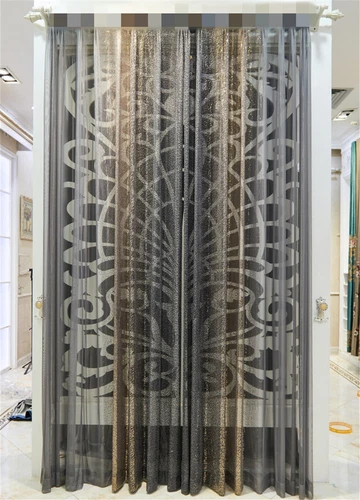 Modern Ombre Color Sheer Curtain with Sequins Shiny Voile Sheer Curtain 2 Panels - Bild 1 von 43