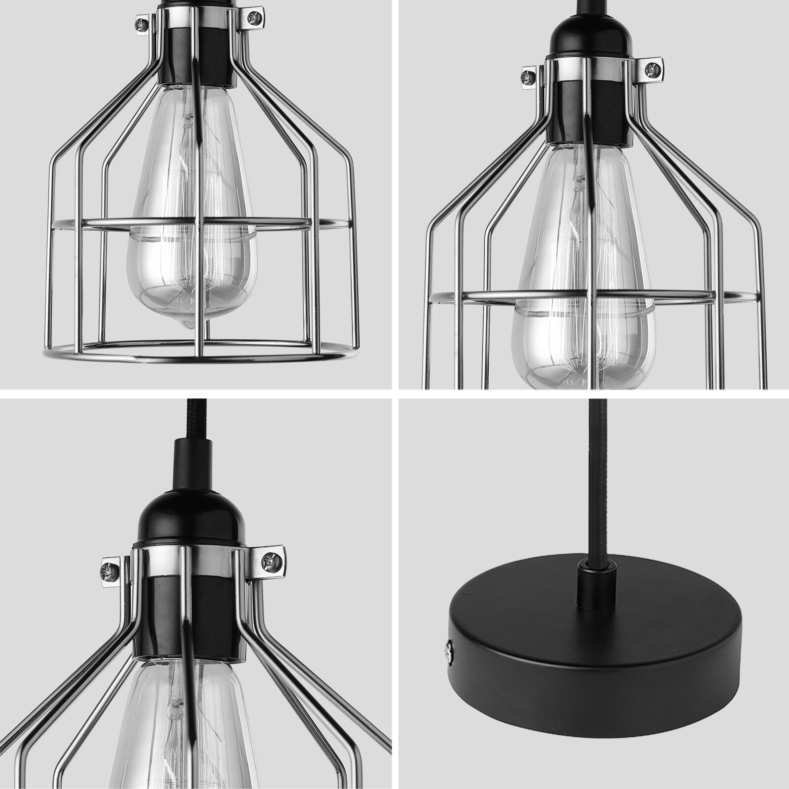 Industrial Pendant Light Cage Lamp Cafe Bar Ceiling Light Black Copper