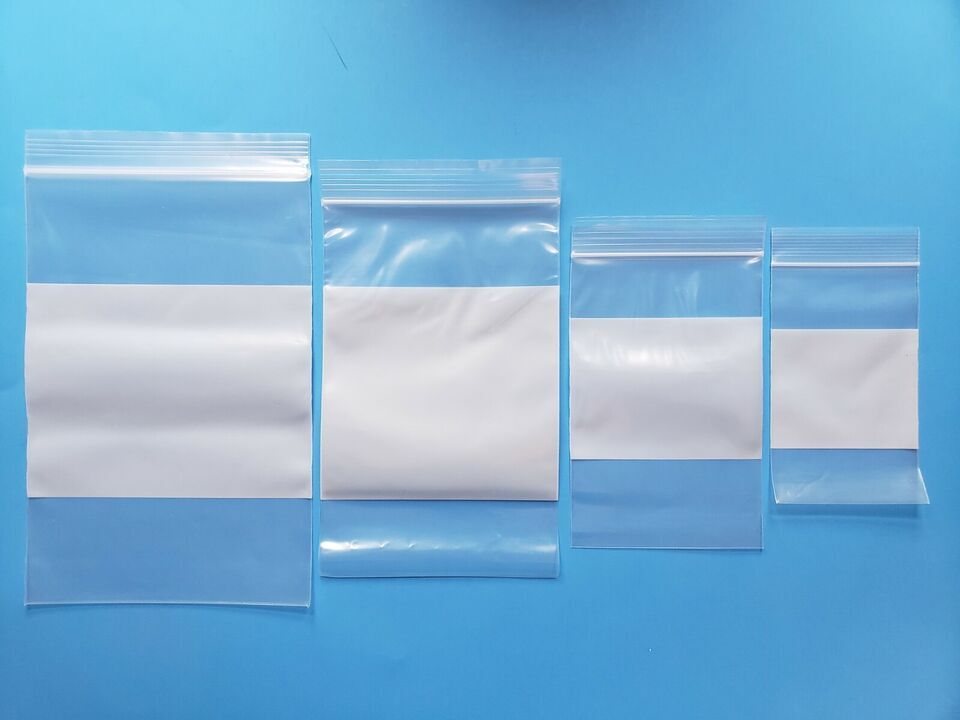 2 Mil White Block Top Lock Seal Bags Writable Reclosable Zip