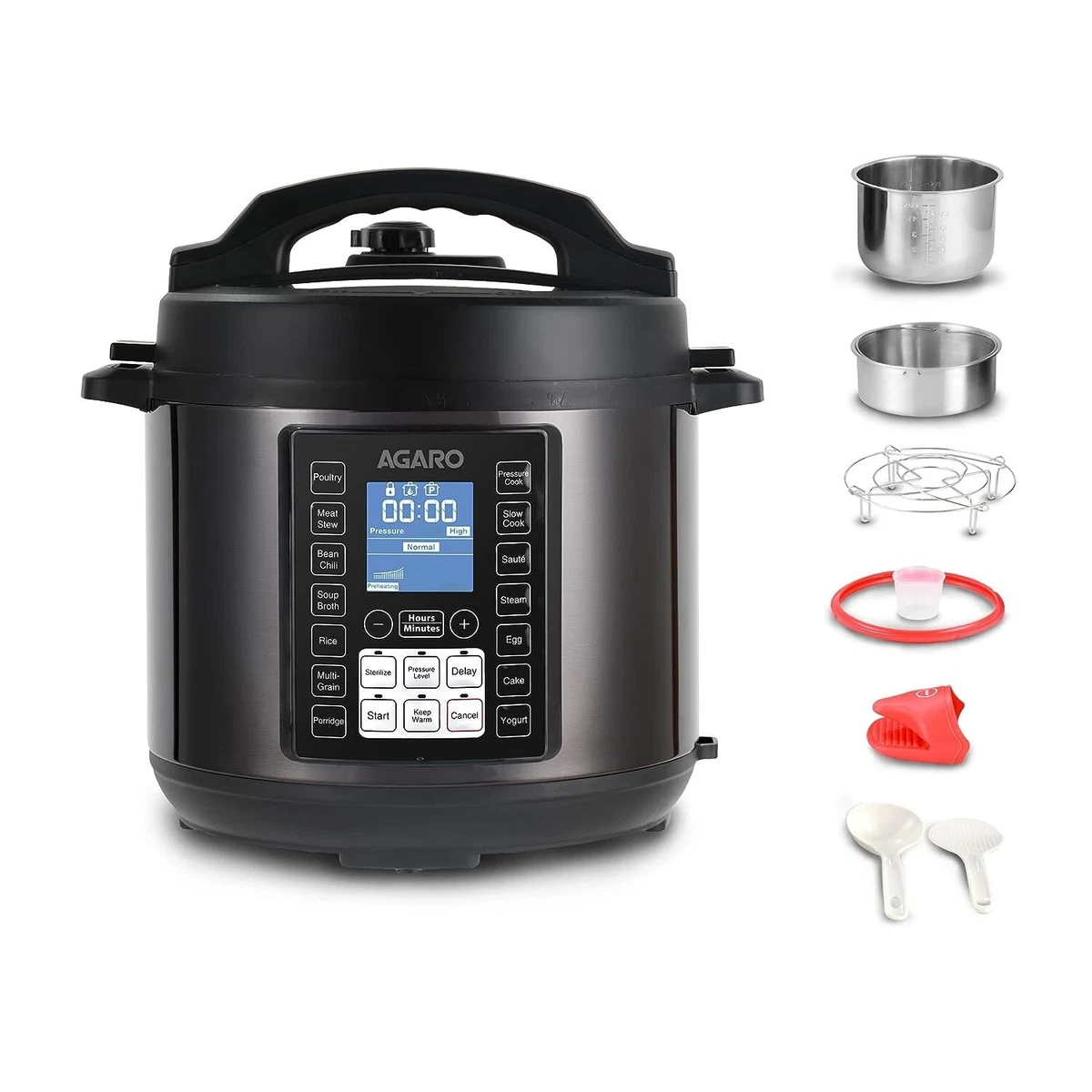 1300 Watt Stainless Steel Electric Pressure Cooker Multi Cooking Functions 6 L