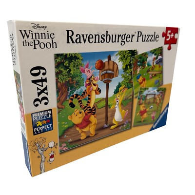 Disney Winnie The Pooh Ravensburger 3 x 49 Age Fit Puzzles Set Of 3 New Sealed