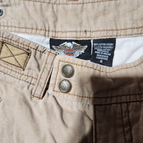 Harley Davidson Motorcycle Women's Size 8 Khaki Cargo Capri Pants Y2K 20" Inseam - Picture 3 of 12