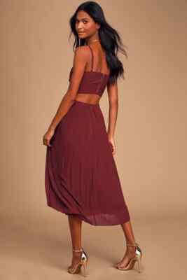 ALI & JAY Mulberry Red Purple Pleated Chiffon Cut-Out Back Waist Dress M =  8/10 | eBay