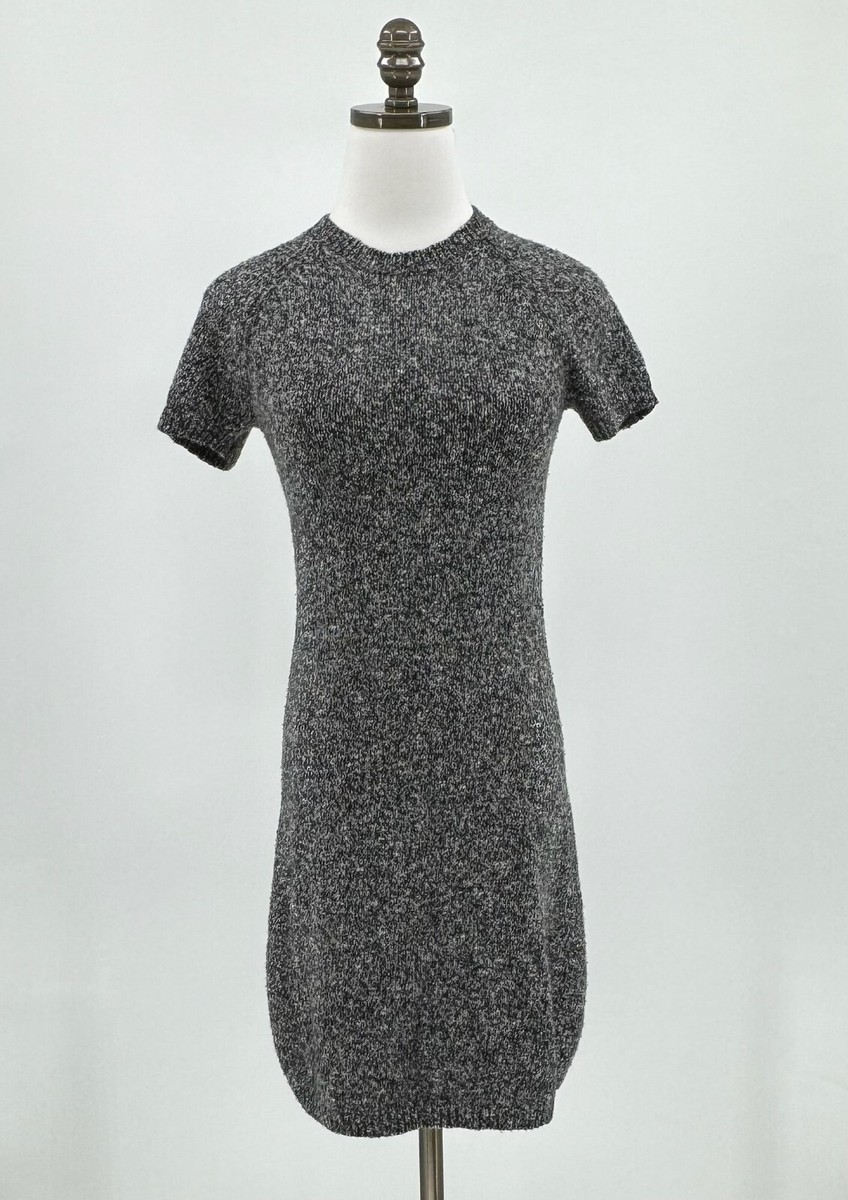 Theory Womens Gray Cotton Wool Fitted Sweater Dress Sz S