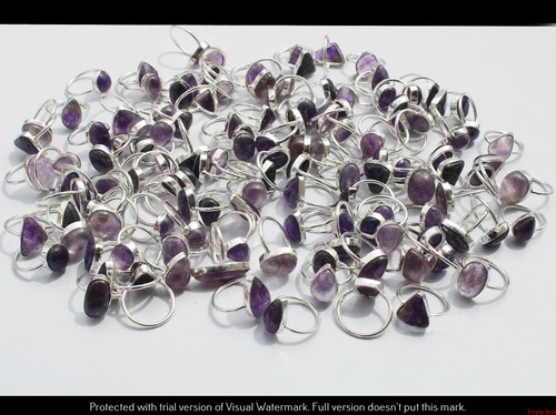 Beautiful Amethyst Gemstone 925 Sterling Silver Plated Handmade Ethnic Lot Rings - Picture 3 of 4