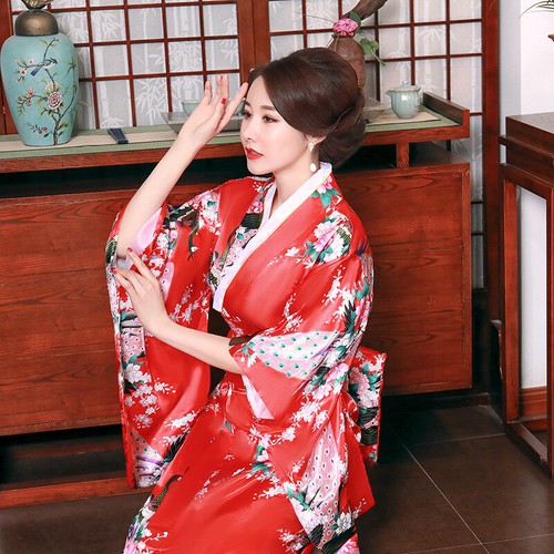 Summer Bridal Dressing Robe Kimono Pajamas Nightgown Peacock Robe Bathrobe - Picture 7 of 14