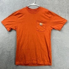 Carhartt T-Shirt Adult Small K87-Q15 Orange Loose Fit Pocket Tee Workwear Mens