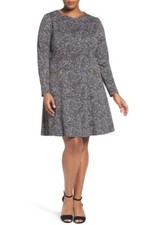 MICHAEL Michael Kors Plus Size 18W Norfolk Long Sleeve Flare Dress NWT