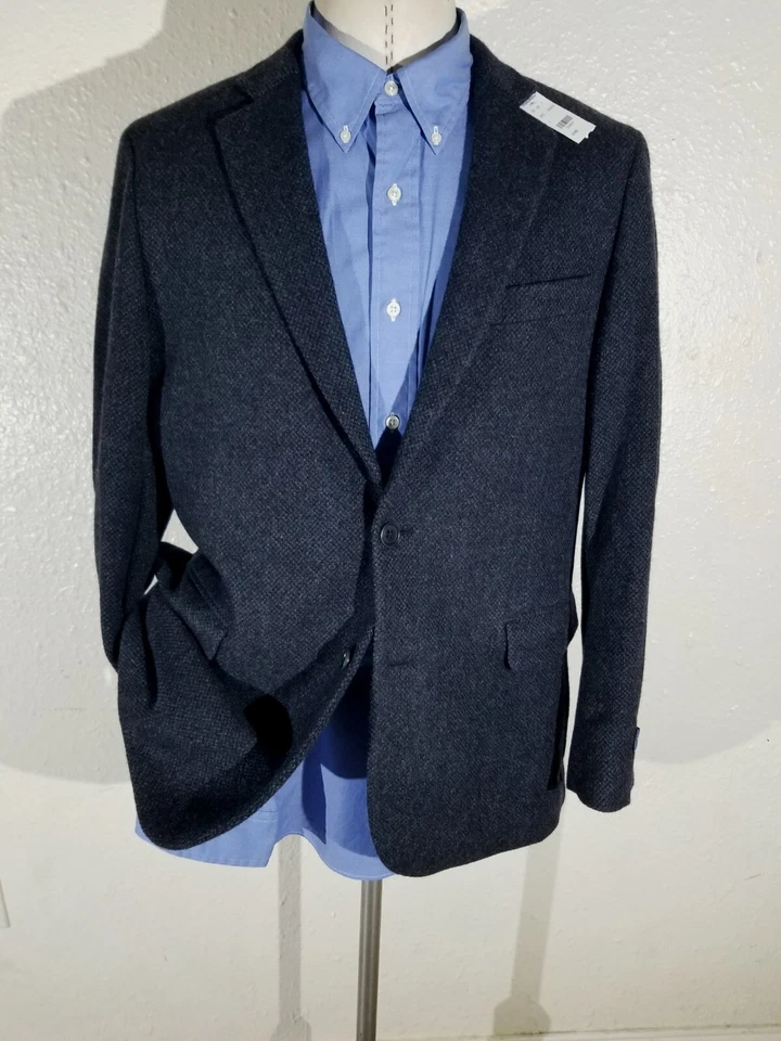 42R Brooks Brothers Gray Black Regent Knit Wool Tweed Cardigan Jacket Blazer - Image 2 of 4