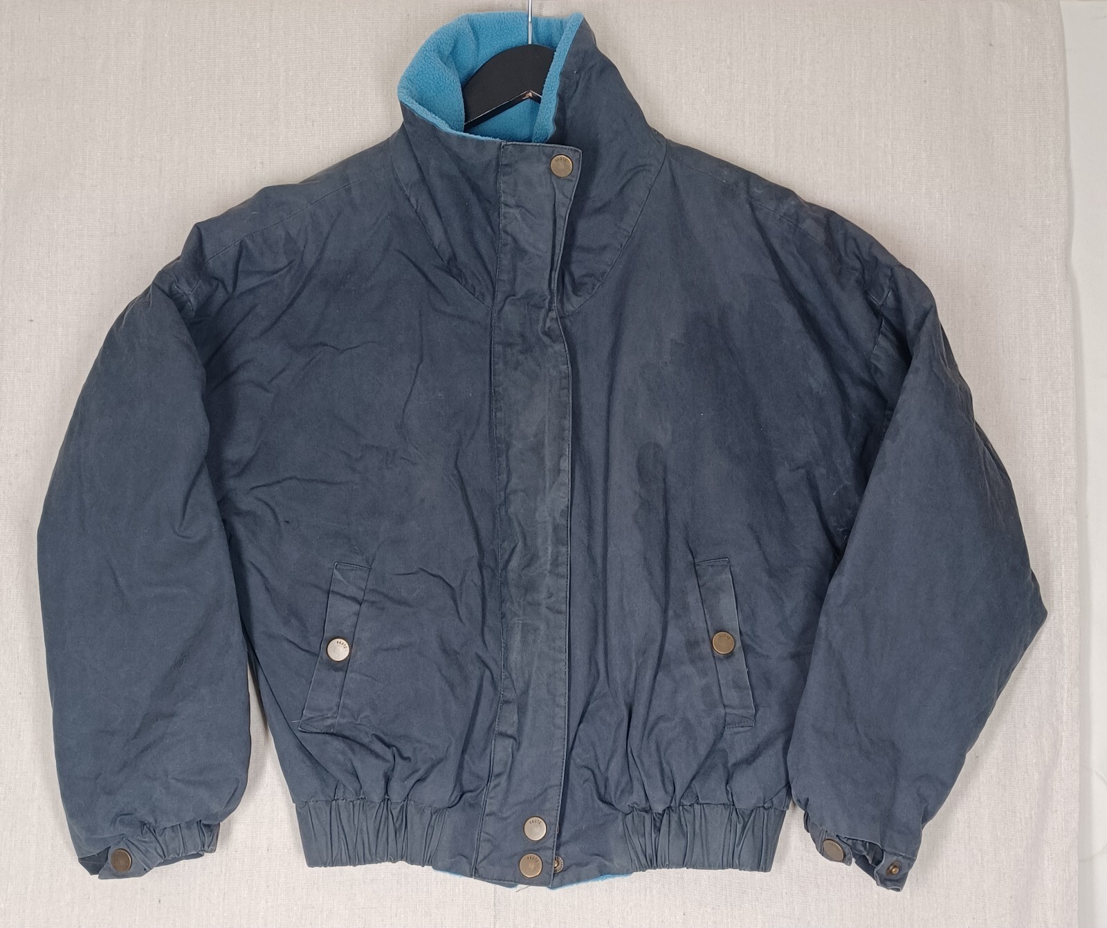 Vaute Couture Waxed Bomber Jacket New York Women's Coat Size S Blue Made In USA - second product detail image