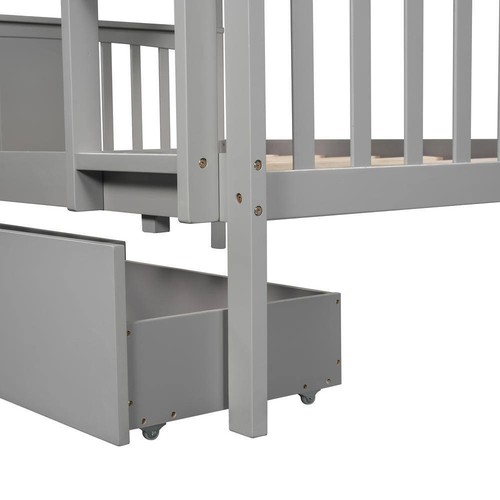 Harper N' Bright Bunk Beds 62.9 "Hx56.5"Wx79.6"D Full Wood W/ Drawers N' Ladder - Picture 3 of 10