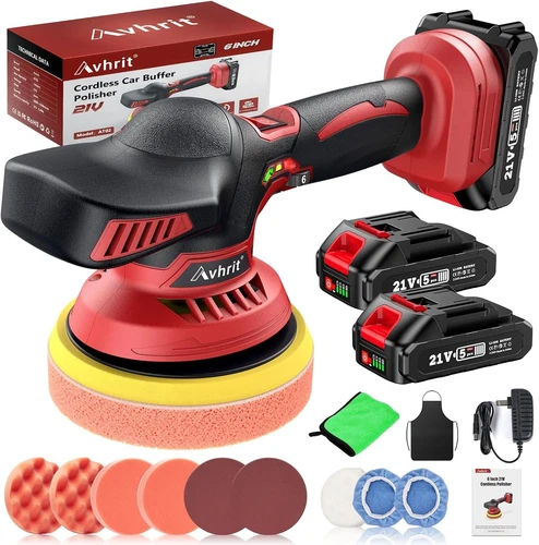 Cordless Buffer Polisher for Car 6 in 2pc 21V/2.0Ah Lithium Rechargeable Battery - Picture 1 of 9