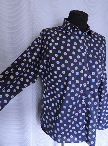🔻 Emily Van Den Berg Blue circles print Shirt blouse Size 36 - Picture 3 of 9