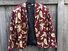Julia Ken Sequin Jacket Cardinal Red Gold Paisley Beaded Evening Occasional