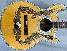 Blueberry Handmade Grand Concert Acoustic Guitar Dragon Motif Pre-Order 90 Days