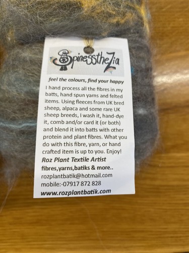 Hand Processed, Washed, Hand Dyed, Yarn, Wool, Fibre, Blended Carded Batt 1m - Picture 5 of 7