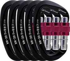 CAMNAL Heavy Duty Carabiner UIAA Certified Locking Carabiner 25kN Pack of 5 Blac