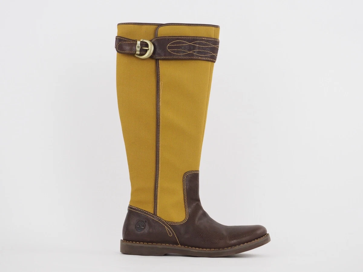 Womens Timberland Cabot 24658 Mustard Brown Leather Side Zip