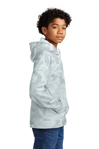 Sport-Tek YST240 Youth Polyester Sport-Wick Camohex Fleece Hoodie Pullover - Picture 26 of 27