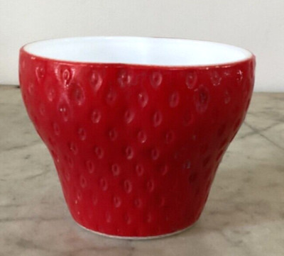 Vtg Hazel Atlas White Milk Glass Red Strawberry Jam/Jelly Jar - NO LID