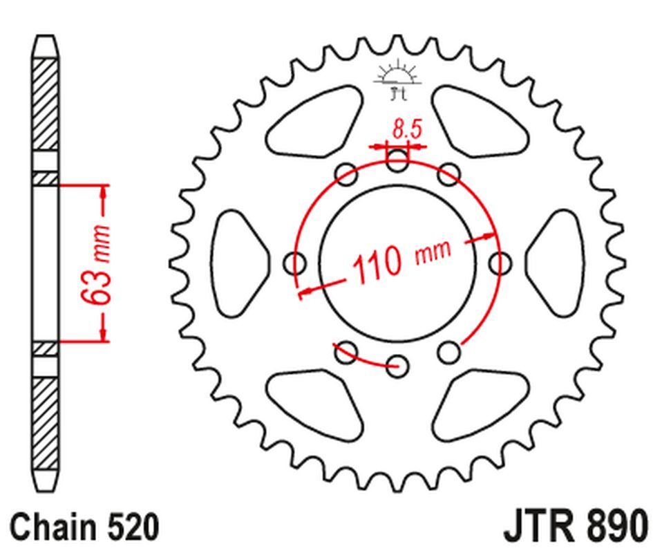 Pignon arrière JT 4675 pour remplacer la transmission de KTM 200 Duke