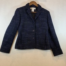 Jones New York Women s Blazer Size 4 Wool Tweed Blazer Metallic Thread