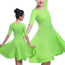 Girls Latin Dance Dress Short Sleeve Swing Ballroom Tango Performance Costume