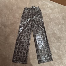 Nasty Gal Croc print Faux Leather Trouser Wide Leg Size 6