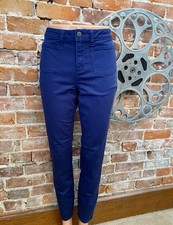 LOGO Lori Goldstein Indigo Stretch Twill Skinny Leg Pant Front Patch Pockets New