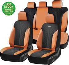 Waterproof Car Seat Covers Full Set PU Leather Mesh Universal Fit