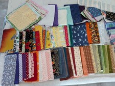 11 Pound Lot COTTON Quilt Fabric Fat Quarters and Larger, Squares, and Strips