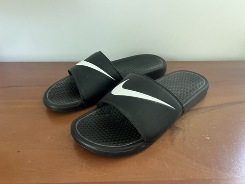Mens Black Size 12 Nike Slides Flip Flops Used 312618-011 - Picture 3 of 8