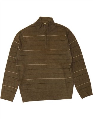 Dockers Herren Zip Neck Pullover Sweater Medium Khaki Gestreift Acryl AZ16