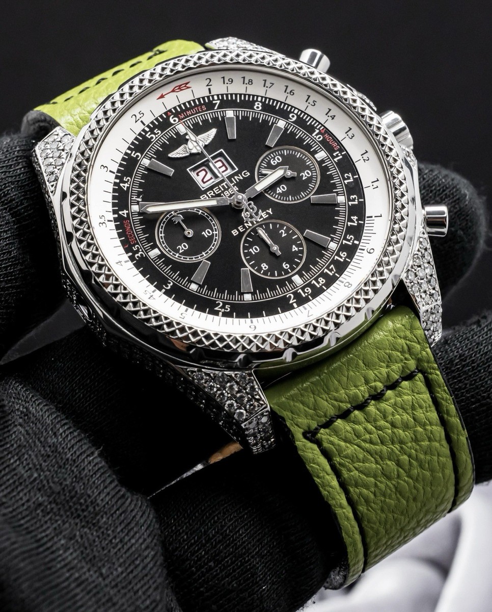 Breitling Bentley 6.75 Black Dial Custom Diamond Set 49 mm Iced