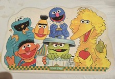 Vintage 1982 Sesame Street Placemat Educational Games Double Sided Laminated