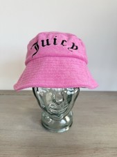 Juicy Couture X F21 Pink Terry Bucket Hat Black Embroidery Logo Beach Summer