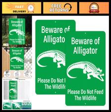 2 Pack Reflective Alligator Warning Signs 12"x18"  Rust-Free Metal for Outdoor