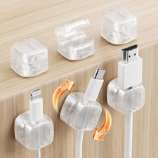 6Pack Rotatable Cord Organizer,Spring Cable Clips Desk Cable Management Cord ...