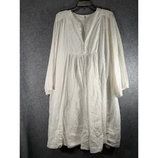 Free People Large White Cotton Gauze Prairie Tunic Dress Oversized Boho Festival