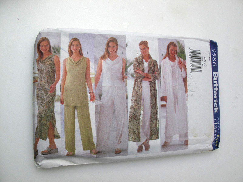 Butterick 5586  Wardrobe Duster, Dress, Tunic, Top, Pants Sz 6-8-10  UNCUT (C)