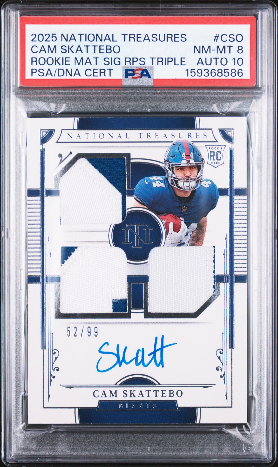 Cam Skattebo Panini National Treasures Rookie Treasures Relic Signature #CSO Base