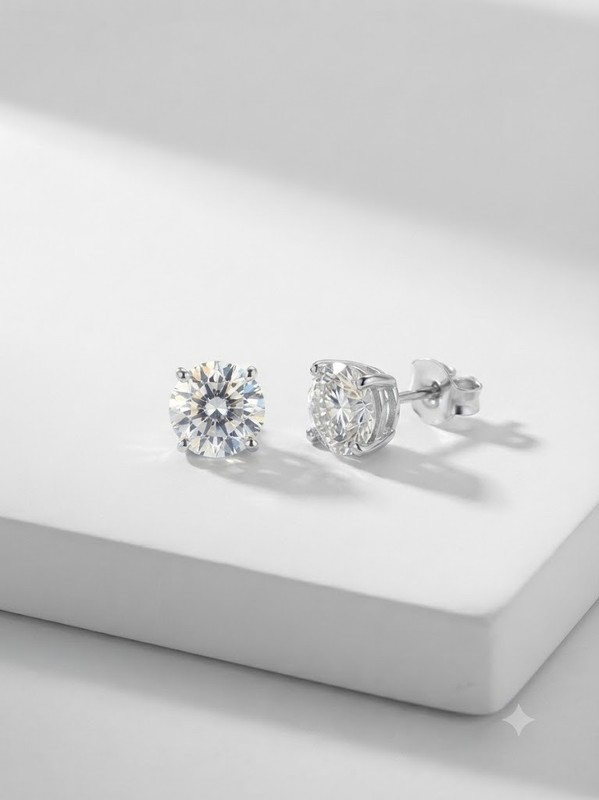 Classic 1cttw Round Cut Cubic Zirconia Solitaire Stud Earrings PAIR in Sterling 