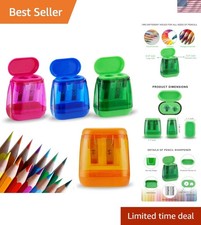 4-Pack Dual Hole Manual Pencil Sharpeners - Compact  Colorful Handheld Set