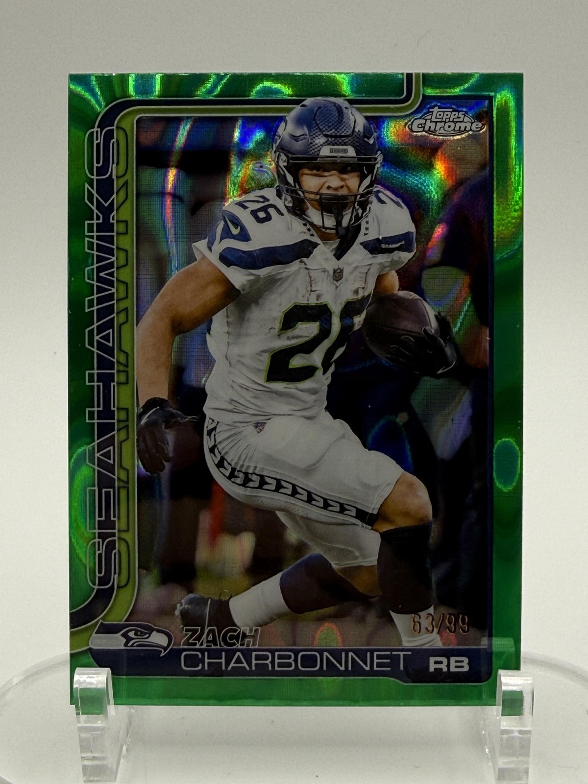 2025 Topps Chrome #279 Zach Charbonnet Green Lava Refractor #/99