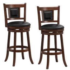 2PCS 30.5" Swivel Bar Stools w/ Ergonomic Curved Backrest  Soft Padded Seat